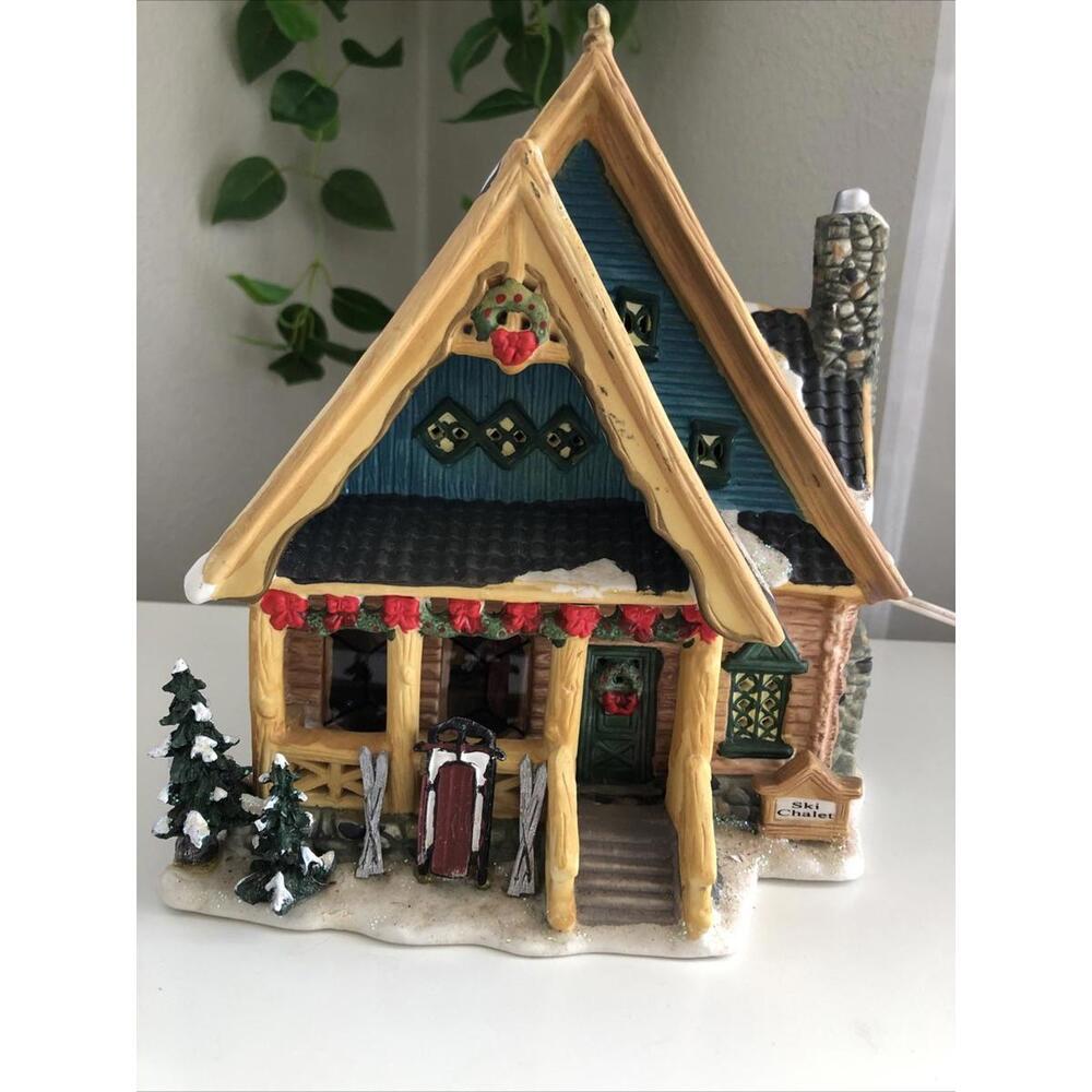 2004 Holiday Time Lighted Christmas Village Ski Chalet